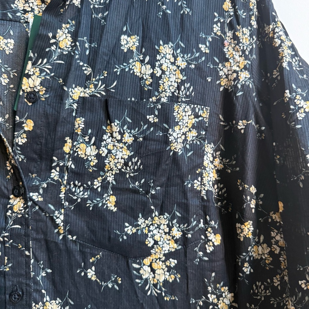 Ralph Lauren Black Floral Button Down Shirt Plus 1X - Picture 3 of 7